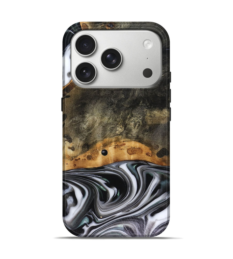 iPhone 17 Pro Wood Live Edge Phone Case - Kayson (Black & White, 816143)