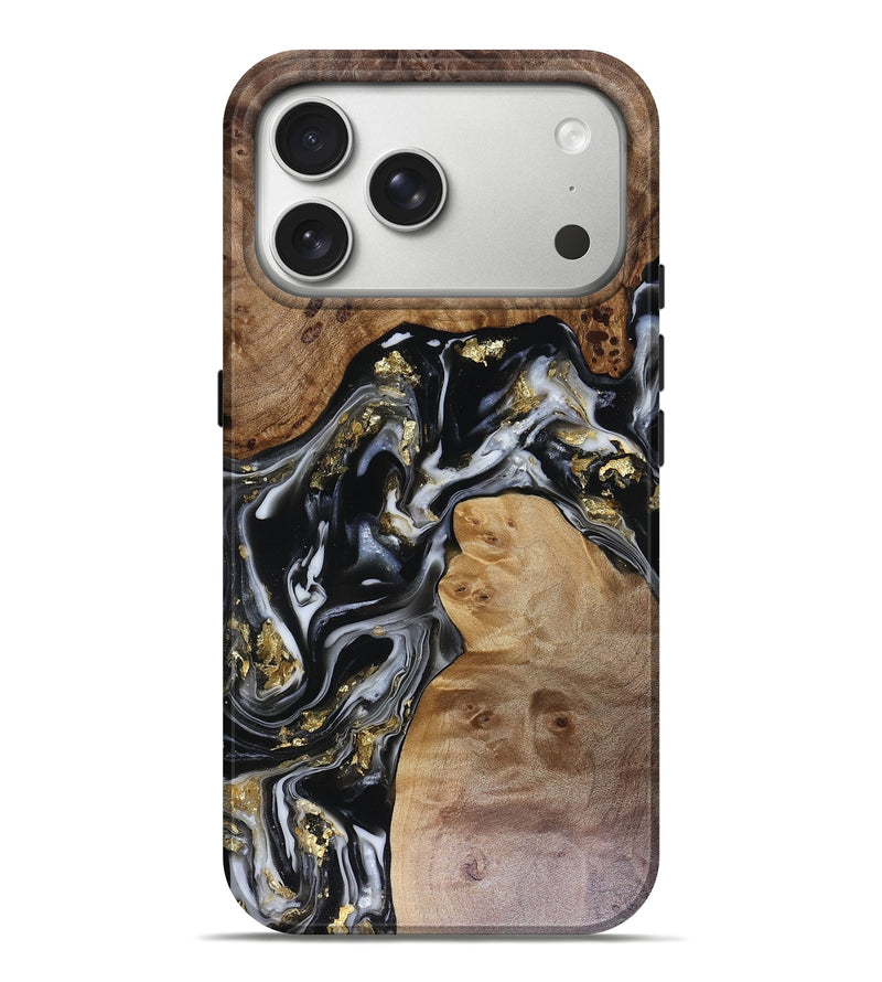 iPhone 17 Pro Max Wood Live Edge Phone Case - Cristal (Black & White, 816144)