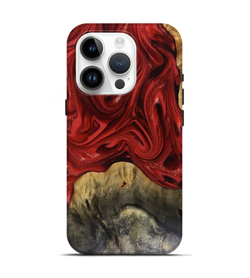 iPhone 15 Pro Wood Live Edge Phone Case - Oliver (Red, 816145)