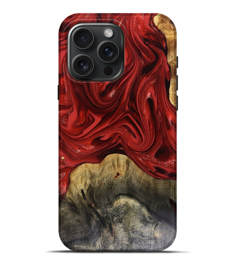 iPhone 16 Pro Max Wood Live Edge Phone Case - Oliver (Red, 816145)