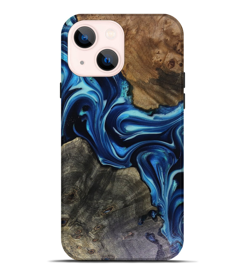 iPhone 14 Plus Wood Live Edge Phone Case - Jenni (Blue, 816147)