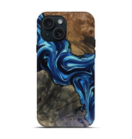 iPhone 15 Wood Live Edge Phone Case - Jenni (Blue, 816147)