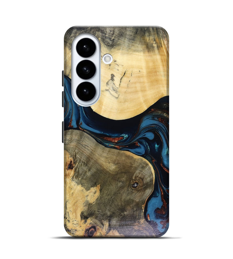 Galaxy S26 Wood Live Edge Phone Case - Melinda (Teal & Gold, 816148)