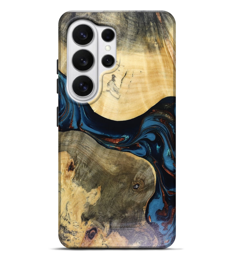 Galaxy S26 Ultra Wood Live Edge Phone Case - Melinda (Teal & Gold, 816148)