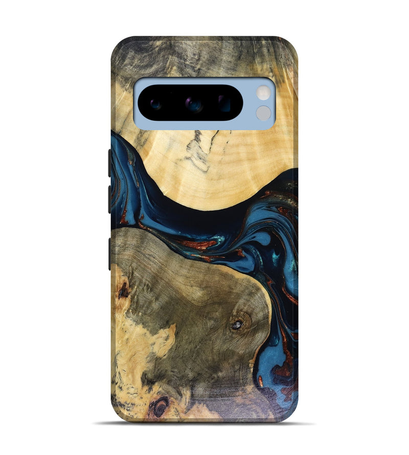 Pixel 8 Pro Wood Live Edge Phone Case - Melinda (Teal & Gold, 816148)