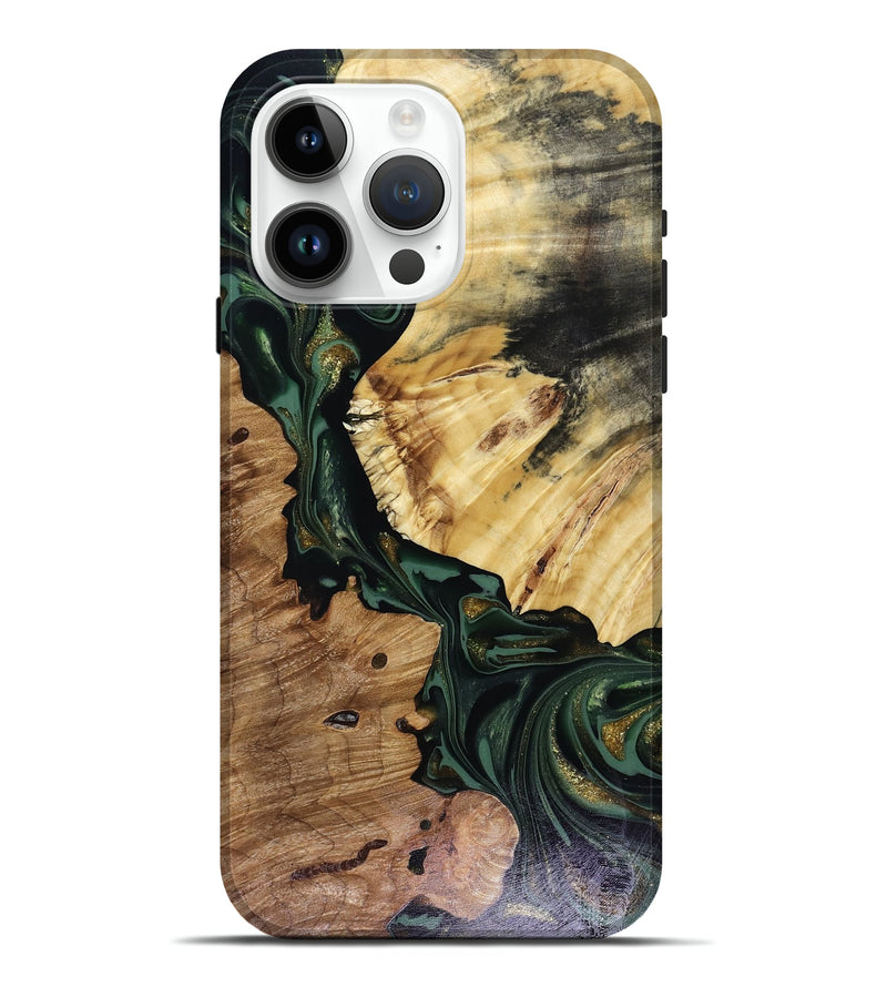 iPhone 15 Pro Max Wood Live Edge Phone Case - Kyrie (Green, 816149)