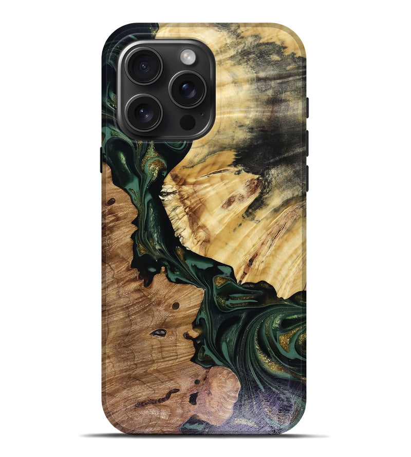 iPhone 16 Pro Max Wood Live Edge Phone Case - Kyrie (Green, 816149)
