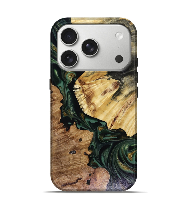 iPhone 17 Pro Wood Live Edge Phone Case - Kyrie (Green, 816149)