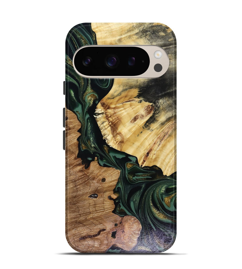 Pixel 9 Pro Wood Live Edge Phone Case - Kyrie (Green, 816149)