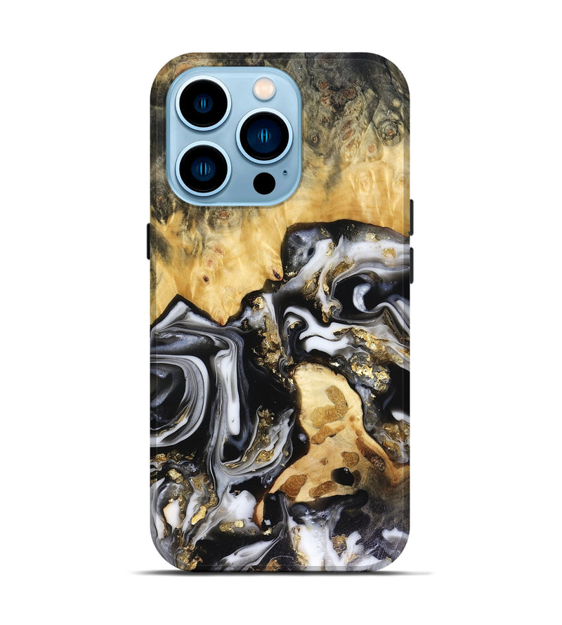 iPhone 14 Pro Wood Live Edge Phone Case - Bjorn (Black & White, 816152)
