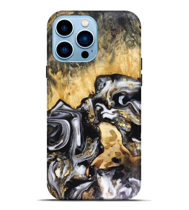 iPhone 14 Pro Max Wood Live Edge Phone Case - Bjorn (Black & White, 816152)