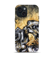 iPhone 15 Wood Live Edge Phone Case - Bjorn (Black & White, 816152)
