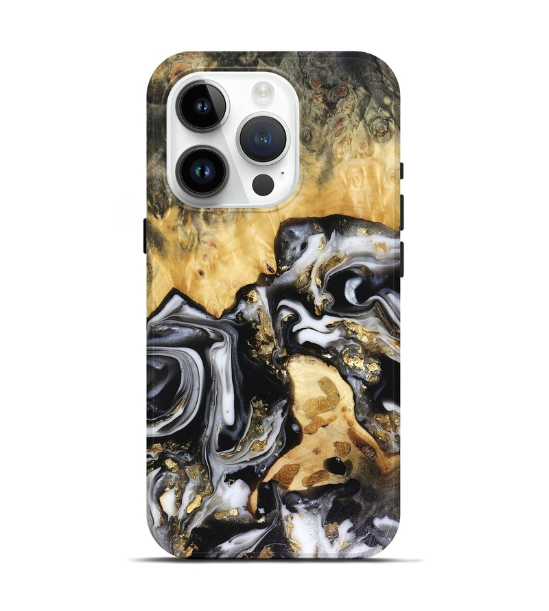 iPhone 15 Pro Wood Live Edge Phone Case - Bjorn (Black & White, 816152)