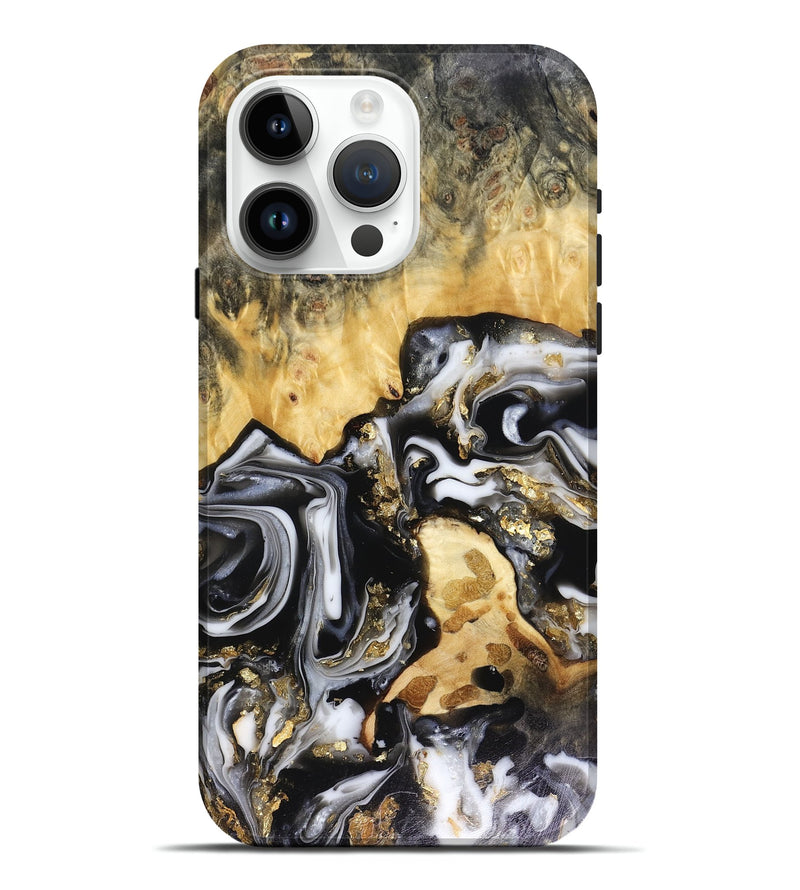 iPhone 15 Pro Max Wood Live Edge Phone Case - Bjorn (Black & White, 816152)