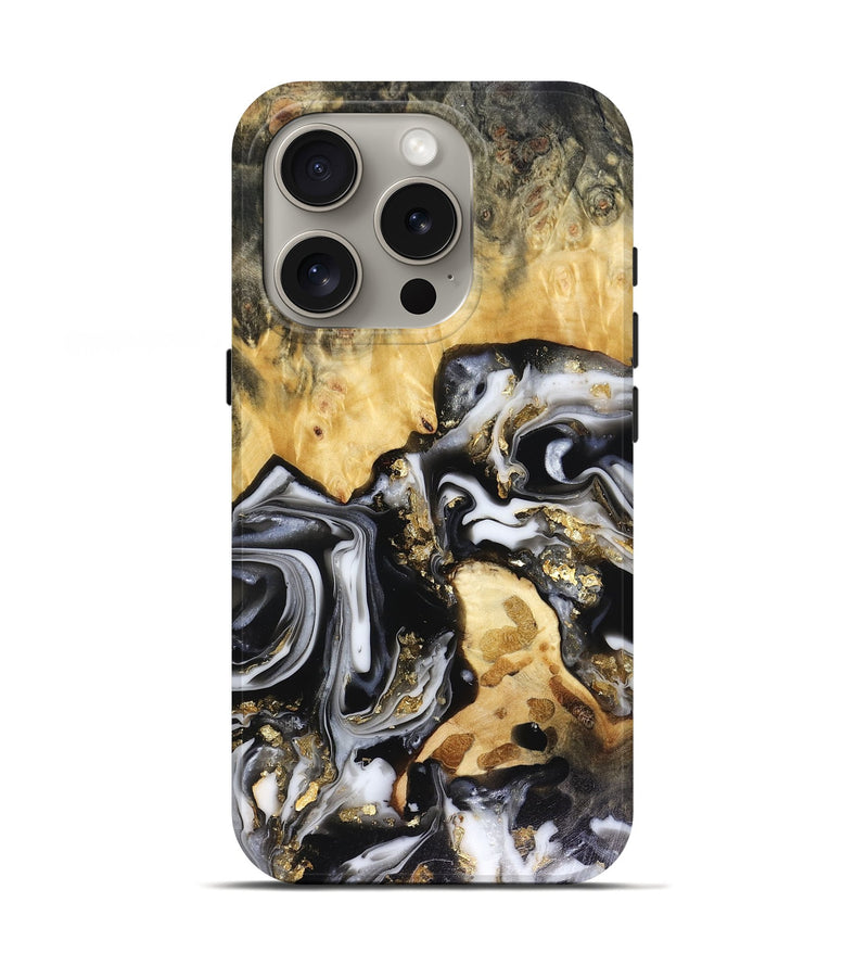 iPhone 16 Pro Wood Live Edge Phone Case - Bjorn (Black & White, 816152)