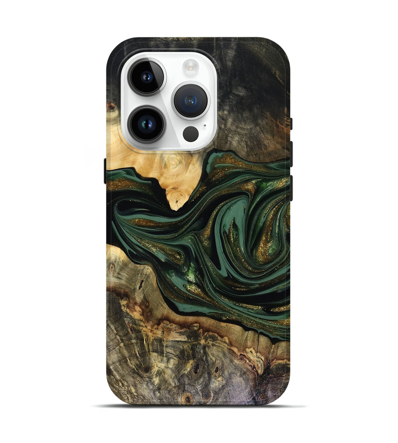 iPhone 15 Pro Wood Live Edge Phone Case - Nixon (Green, 816155)