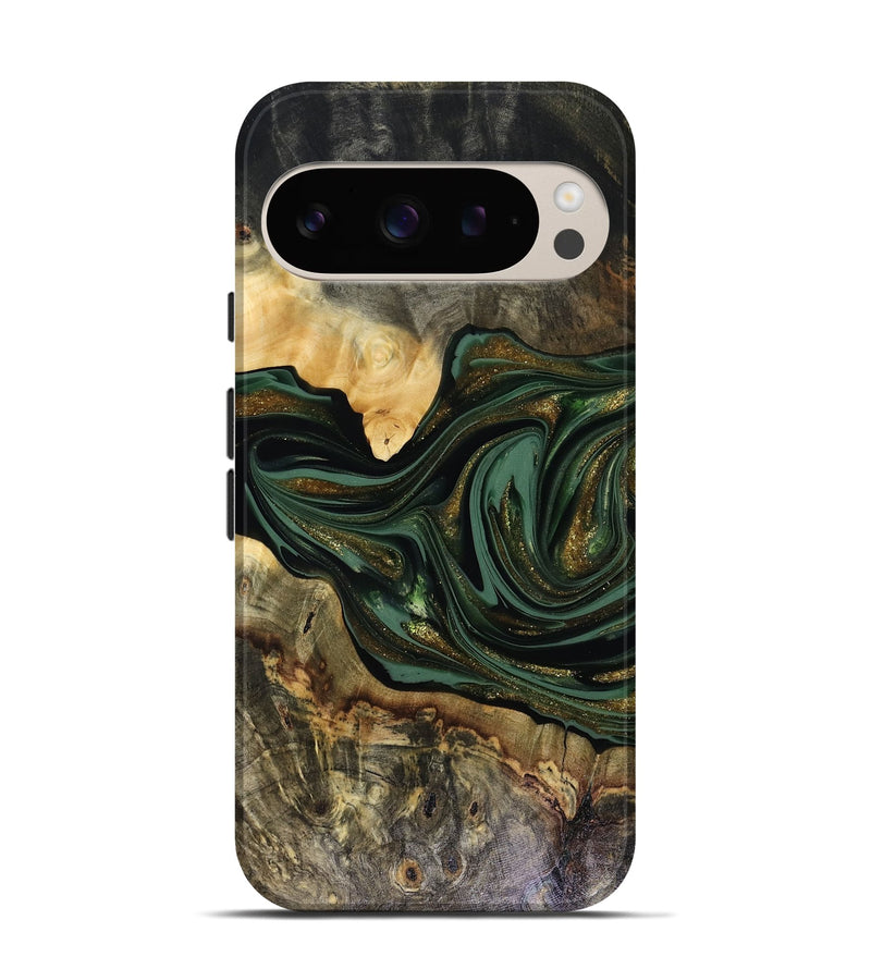 Pixel 9 Pro Wood Live Edge Phone Case - Nixon (Green, 816155)