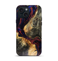 iPhone 15 Wood Live Edge Phone Case - Tristen (Red, 816159)