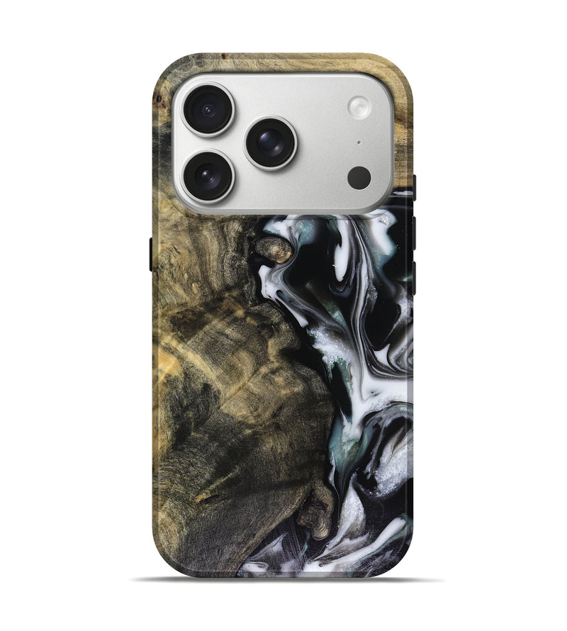 iPhone 17 Pro Wood Live Edge Phone Case - Curt (Black & White, 816161)