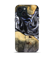 iPhone 15 Wood Live Edge Phone Case - Orpha (Black & White, 816165)
