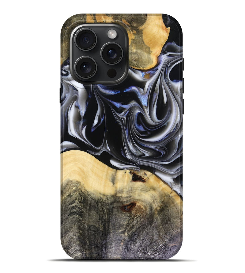 iPhone 16 Pro Max Wood Live Edge Phone Case - Orpha (Black & White, 816165)