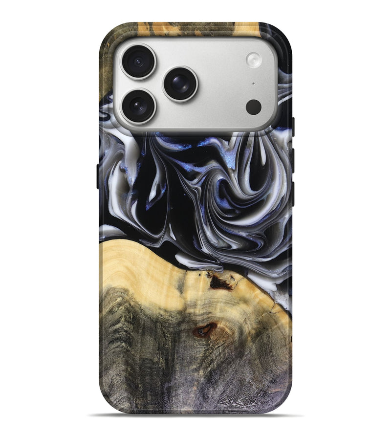 iPhone 17 Pro Max Wood Live Edge Phone Case - Orpha (Black & White, 816165)