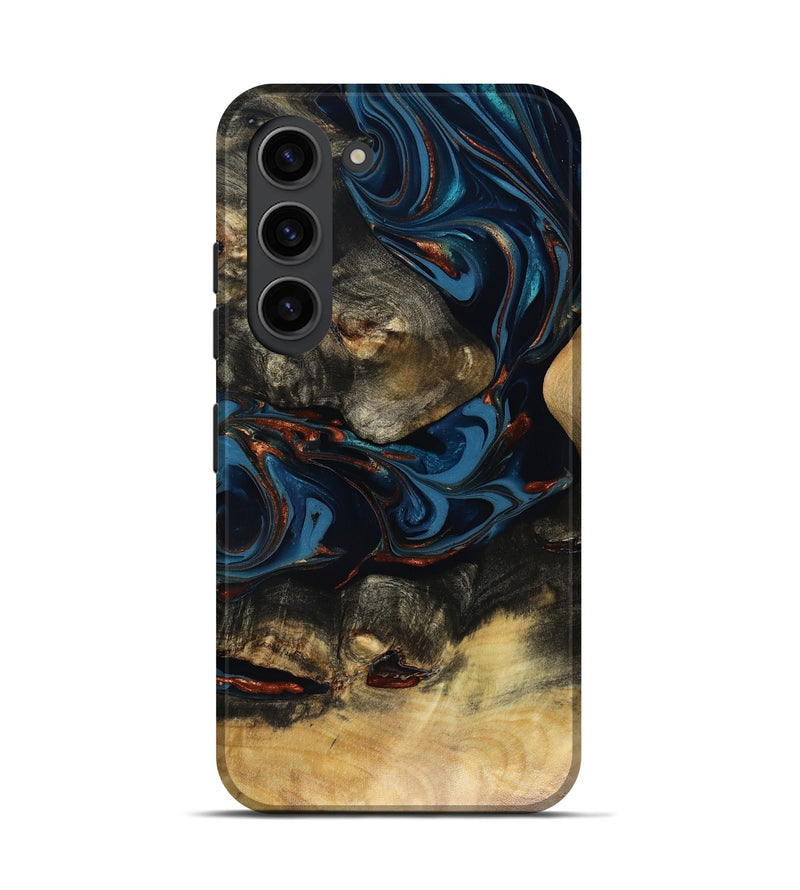 Galaxy S23 Wood Live Edge Phone Case - Durward (Teal & Gold, 816166)