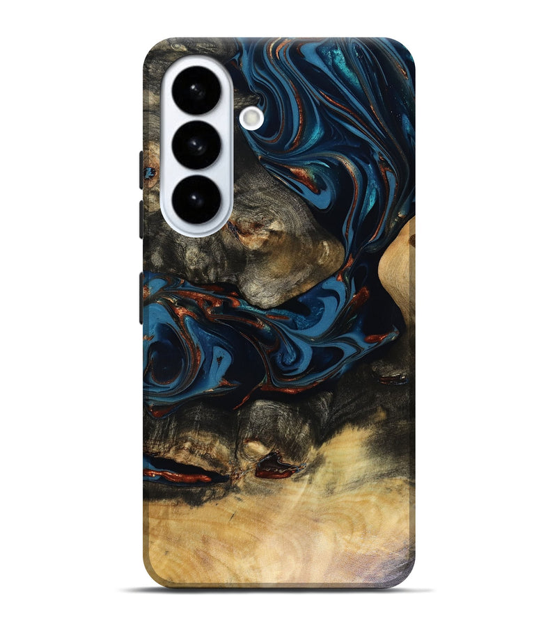 Galaxy S26 Plus Wood Live Edge Phone Case - Durward (Teal & Gold, 816166)