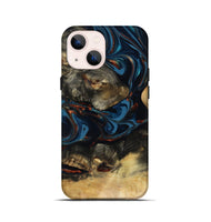 iPhone 13 mini Wood Live Edge Phone Case - Durward (Teal & Gold, 816166)