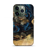 iPhone 13 Pro Wood Live Edge Phone Case - Durward (Teal & Gold, 816166)