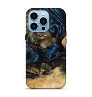 iPhone 14 Pro Wood Live Edge Phone Case - Durward (Teal & Gold, 816166)