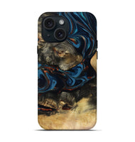 iPhone 15 Wood Live Edge Phone Case - Durward (Teal & Gold, 816166)