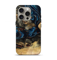 iPhone 16 Pro Wood Live Edge Phone Case - Durward (Teal & Gold, 816166)