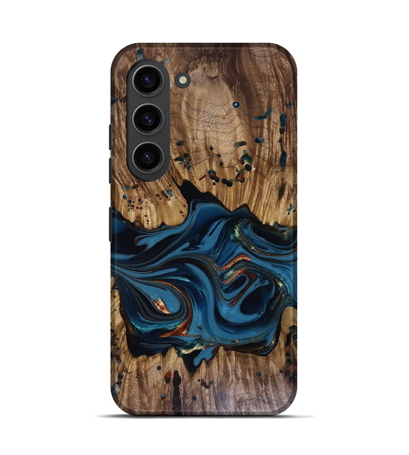 Galaxy S23 Wood Live Edge Phone Case - Jalynn (Teal & Gold, 816167)