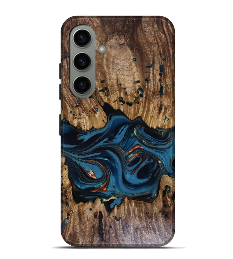 Galaxy S24 Plus Wood Live Edge Phone Case - Jalynn (Teal & Gold, 816167)