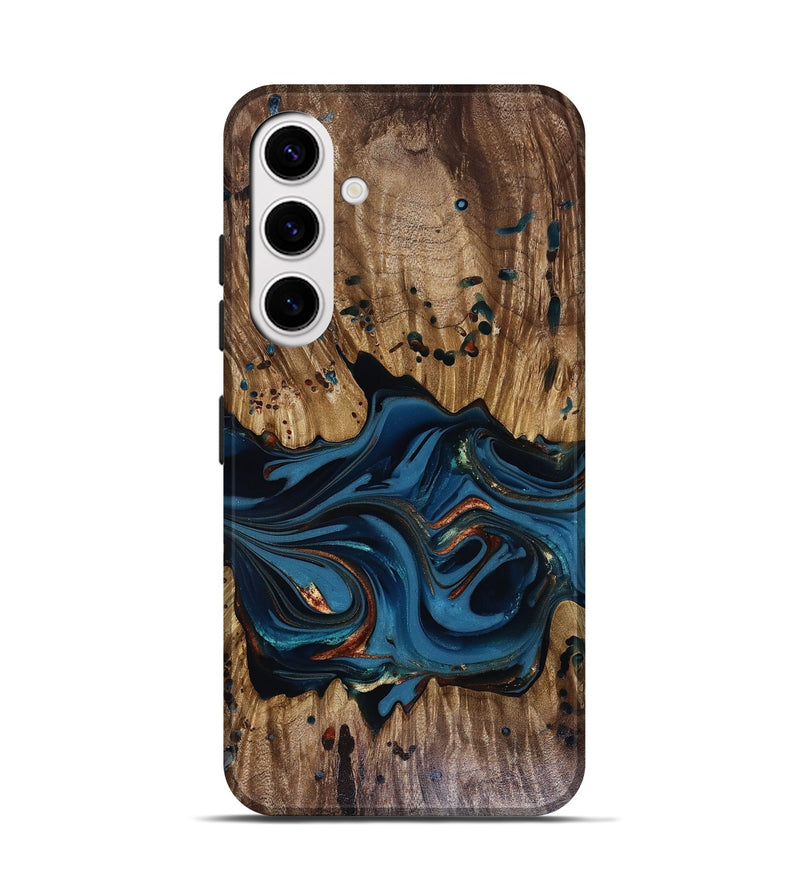 Galaxy S25 Wood Live Edge Phone Case - Jalynn (Teal & Gold, 816167)