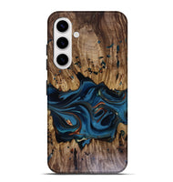 Galaxy S25 Plus Wood Live Edge Phone Case - Jalynn (Teal & Gold, 816167)