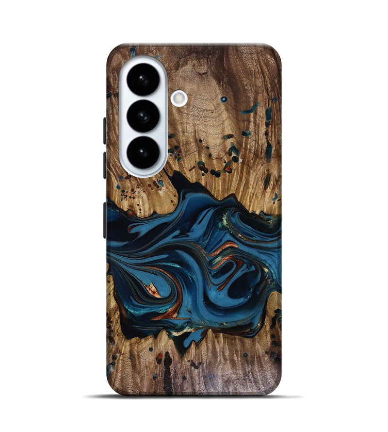Galaxy S26 Wood Live Edge Phone Case - Jalynn (Teal & Gold, 816167)