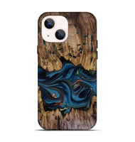 iPhone 13 Wood Live Edge Phone Case - Jalynn (Teal & Gold, 816167)