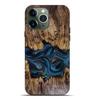 iPhone 13 Pro Max Wood Live Edge Phone Case - Jalynn (Teal & Gold, 816167)
