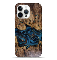 iPhone 15 Pro Max Wood Live Edge Phone Case - Jalynn (Teal & Gold, 816167)