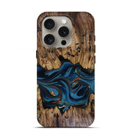 iPhone 16 Pro Wood Live Edge Phone Case - Jalynn (Teal & Gold, 816167)