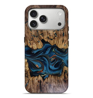 iPhone 17 Pro Max Wood Live Edge Phone Case - Jalynn (Teal & Gold, 816167)