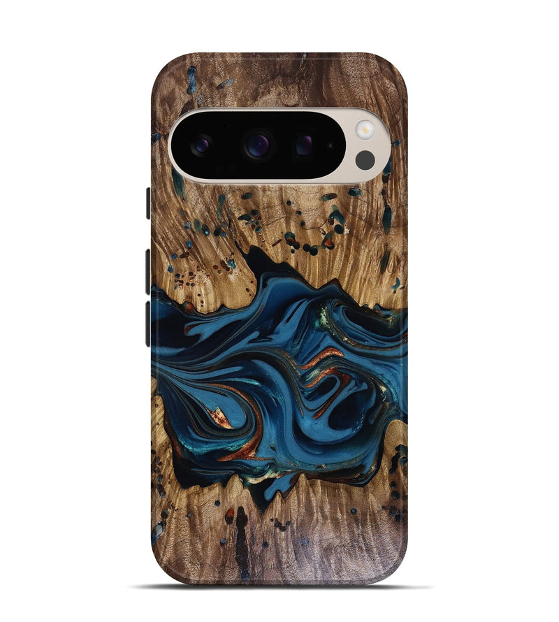 Pixel 10 Wood Live Edge Phone Case - Jalynn (Teal & Gold, 816167)