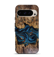 Pixel 9 Pro Wood Live Edge Phone Case - Jalynn (Teal & Gold, 816167)