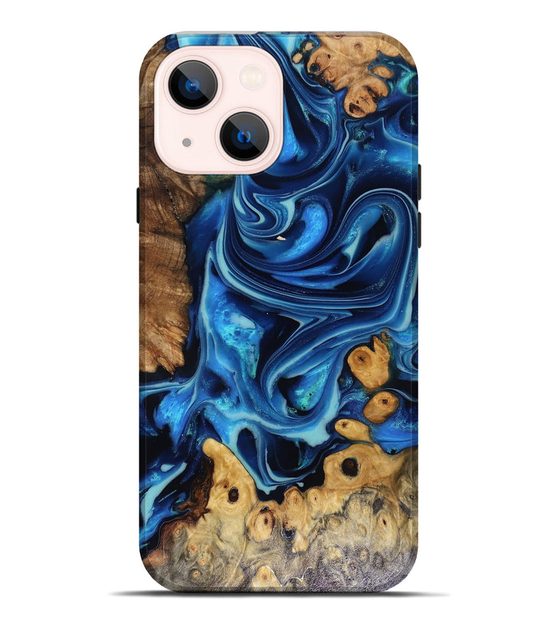 iPhone 14 Plus Wood Live Edge Phone Case - Larry (Blue, 816168)