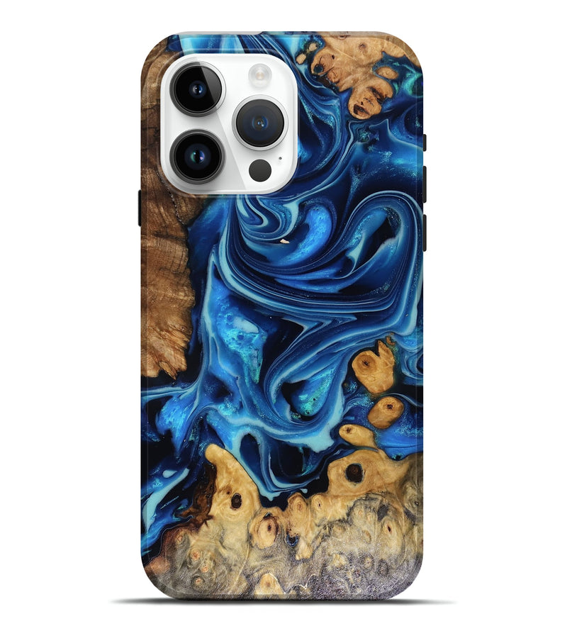 iPhone 15 Pro Max Wood Live Edge Phone Case - Larry (Blue, 816168)
