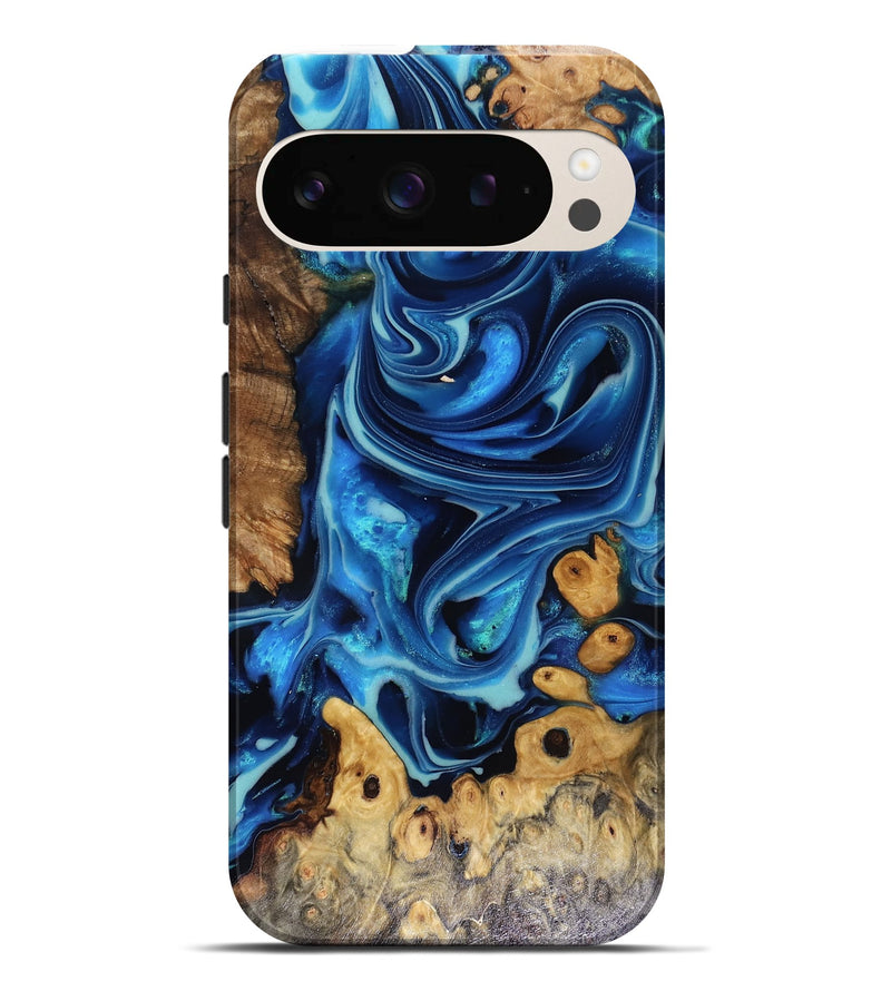 Pixel 9 Pro XL Wood Live Edge Phone Case - Larry (Blue, 816168)