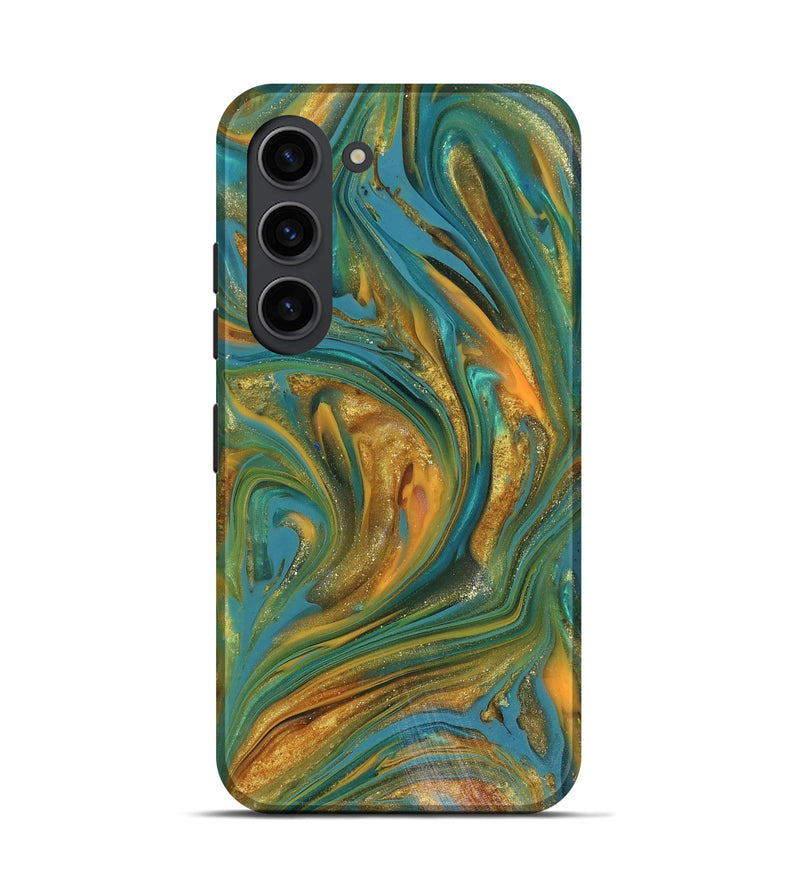 Galaxy S23 ResinArt Live Edge Phone Case - Andy (Teal & Gold, 816250)