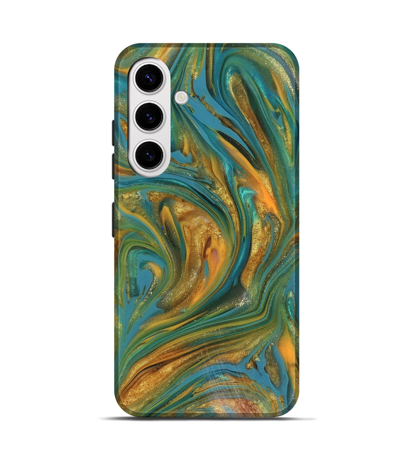 Galaxy S25 ResinArt Live Edge Phone Case - Andy (Teal & Gold, 816250)